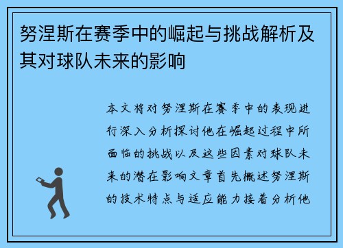 努涅斯在赛季中的崛起与挑战解析及其对球队未来的影响